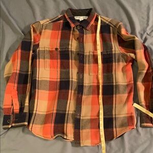 Old Navy Men's Plaid Shirt/Flannel- Orange, Navy, and Beige in EUC